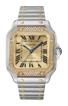 Cartier | SANTOS DE CARTIER, MODELLO MEDIO, ACCIAIO, ORO GIALLO, DIAMANTI, AUTOMATICO - W3SA0007 (1)