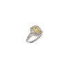 Bartorelli Italian Jewels | ANELLO IN ORO BIANCO 18 CARATI CON DIAMANTE CENTRALE CERTIFICATO GIA FANCY YELLOW, DIAMANTI LATERALI, DOPPIO CONTORNO E DIAMANTI SUL GAMBO DEMI-PAV&Eacute; - 000-4982NS (1)