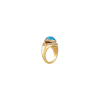 Bulgari | ANELLO BVLGARI CABOCHON IN ORO GIALLO CON TOPAZIO AZZURRO E SEMI-PAV&Eacute; DI DIAMANTI - AN860445 (2)