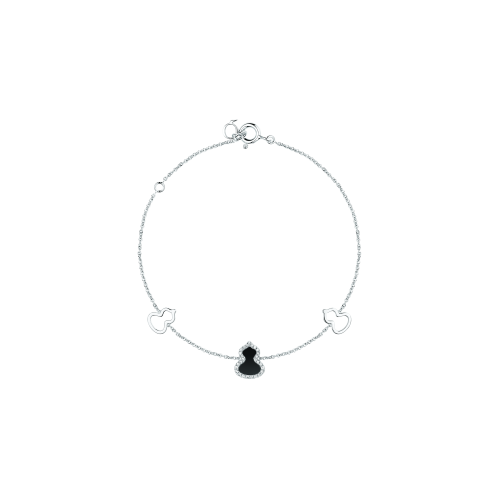 Accedi alla scheda di Qeelin BRACCIALE PETITE WULU IN ORO BIANCO CON DIAMANTI E ONICE - WU-BR0001A-WGDON - WUBPT1BWGON