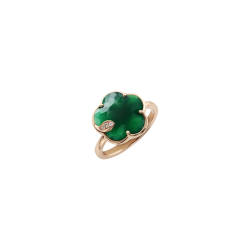 Accedi alla scheda di Pasquale Bruni ANELLO PETIT JOLI IN ORO ROSA CON FIORE IN AGATA VERDE, DIAMANTI BIANCHI E DIAMANTI CHAMPAGNE - 16125R - 16125R