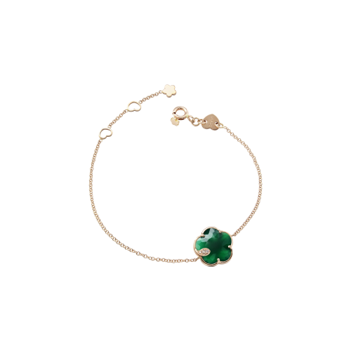 Accedi alla scheda di Pasquale Bruni BRACCIALE PETIT JOLI IN ORO ROSA CON FIORE IN AGATA VERDE, DIAMANTI BIANCHI E CHAMPAGNE - 16140R - 16140R