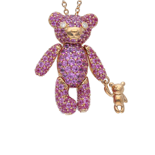 Accedi alla scheda di Bartorelli Italian Jewels COLLANA CON PENDENTE ORSETTO IN ORO ROSA PAVE' DI ZAFFIRI ROSA - 241308