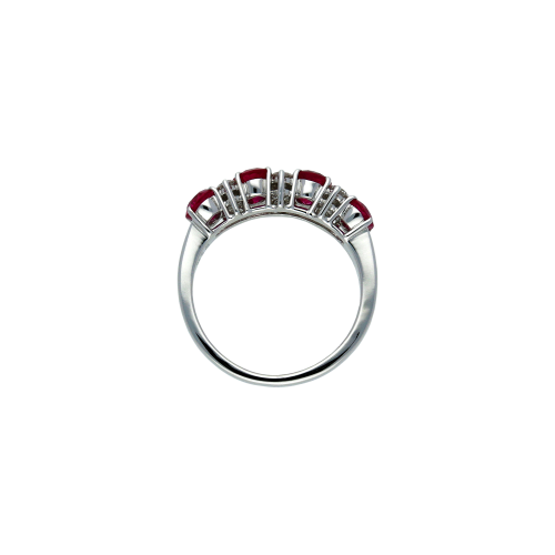 Accedi alla scheda di Bartorelli Italian Jewels Anello in oro bianco 18 carati, rubini naturali e diamanti bianchi taglio brillante - 70995724-