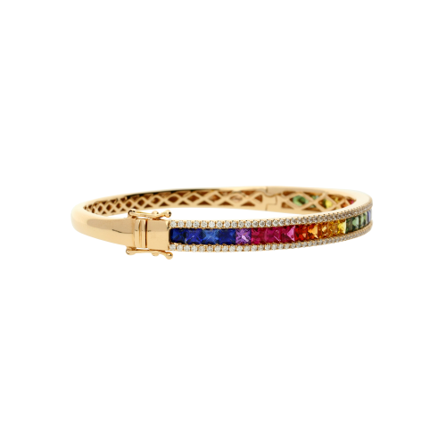 Accedi alla scheda di Bartorelli Italian Jewels BRACCIALE RIGIDO IN ORO ROSA CON ZAFFIRI MULTICOLOR E DIAMANTI BIANCHI - A00049RB11
