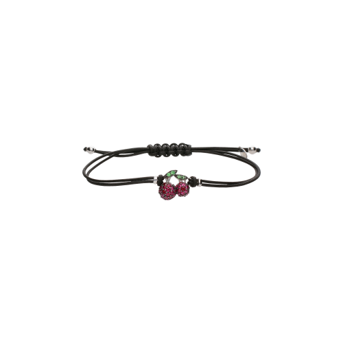 Accedi alla scheda di Bartorelli Italian Jewels BRACCIALE CILIEGIE CON CORDINO NERO, ORO BIANCO,  ZAFFIRI VERDI E PAV&Eacute; DI RUBINI - CH17&159