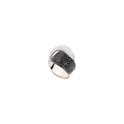 Accedi alla scheda di Vhernier ANELLO ABBRACCIO IN ORO BIANCO CON DIAMANTI BIANCHI E DIAMANTI NERI - PG0511A0050