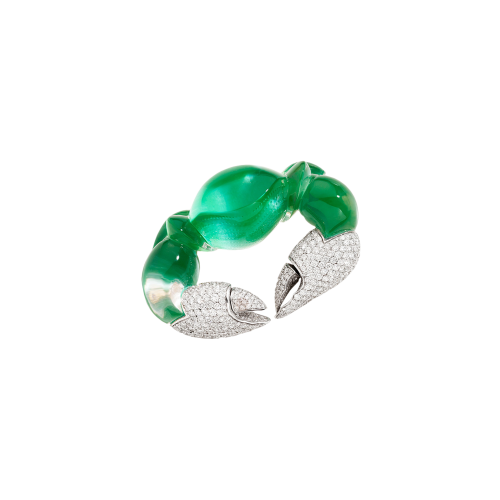 Accedi alla scheda di Vhernier SPILLA GRANCHIO IN ORO BIANCO CON DIAMANTI, CRISOPRASIO E CRISTALLO DI ROCCA - P00605S0402