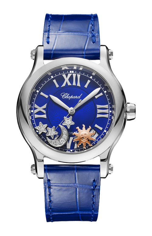 Accedi alla scheda di Chopard HAPPY SPORT SUN, MOON AND STARS 36 MM, AUTOMATICO, LUCENT STEEL&trade;, DIAMANTI - 278559