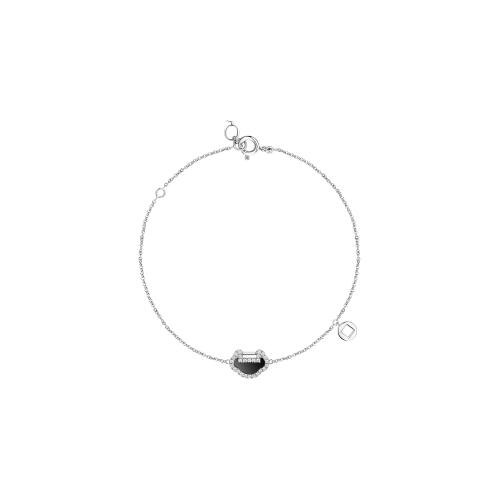 Accedi alla scheda di Qeelin BRACCIALE PETITE YU YI IN ORO BIANCO CON DIAMANTI E ONICE - YY-BR0002D-WGDON - YY-BR0002D-WGDON