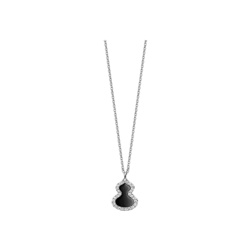 Accedi alla scheda di Qeelin COLLANA PETITE WULU IN ORO BIANCO CON DIAMANTI E ONICE - WU-NL0006A-WGDON - WUNPT6DWGON
