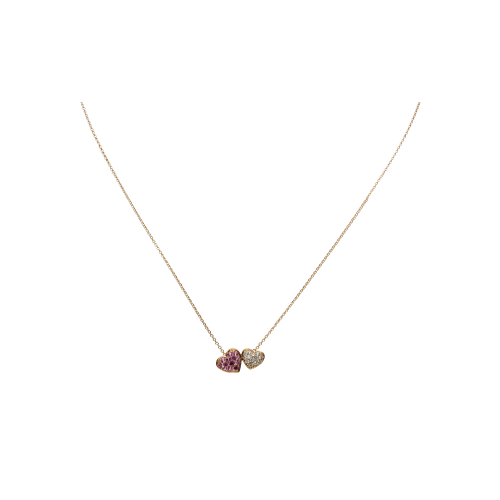 Accedi alla scheda di Bartorelli Italian Jewels COLLANA IN ORO ROSA CON CUORI IN PAV&Eacute; DI DIAMANTI E ZAFFIRI ROSA - 86195445