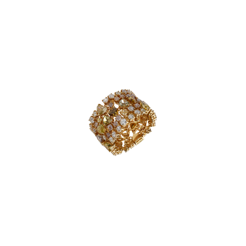 Accedi alla scheda di Bartorelli Italian Jewels ANELLO FASCIA ALTA IN ORO ROSA CON PAV&Eacute; DI DIAMANTI BIANCHI E DIAMANTI FANCY - VRH01983DFDP