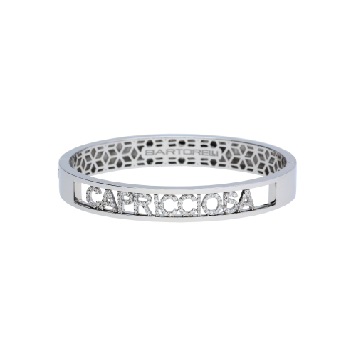 Accedi alla scheda di Bartorelli Italian Jewels Bracciale rigido in oro bianco con lettere semovibili in oro bianco e diamanti bianchi - BRERI1001/CAPRIC-B