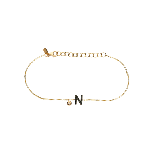 Accedi alla scheda di Bartorelli Italian Jewels Bracciale Lettera in oro rosa e diamanti neri, ciondolo con diamante bianco - FB1780-NR001003N
