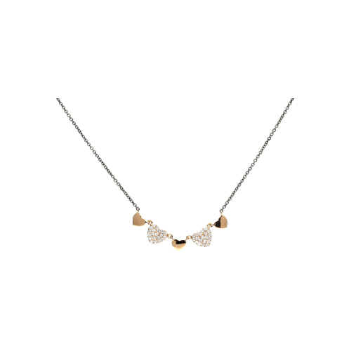 Accedi al prodotto correlato Bartorelli Italian Jewels GIROCOLLO IN ORO BRUNITO CON CUORI IN ORO ROSA E DIAMANTI - C054/38/1