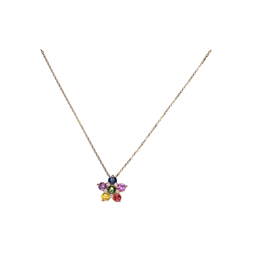 Accedi alla scheda di Bartorelli Italian Jewels COLLANA RAINBOW IN ORO ROSA CON FIORE IN ZAFFIRI MULTICOLOR E DIAMANTI - KP1064/MS