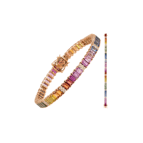 Accedi alla scheda di Bartorelli Italian Jewels BRACCIALE TENNIS RAINBOW IN ORO ROSA CON DIAMANTI E ZAFFIRI MULTICOLOR - KB1040/MS