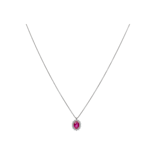 Accedi alla scheda di Bartorelli Italian Jewels COLLANA IN ORO BIANCO E PENDENTE ROSETTA CON RUBINO E DIAMANTI - 234-C5032-7-5-RB