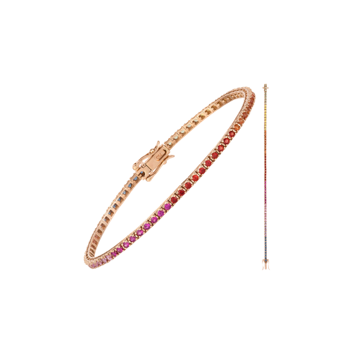 Accedi alla scheda di Bartorelli Italian Jewels BRACCIALE TENNIS RAINBOW IN ORO ROSA CON ZAFFIRI MULTICOLOR - AB0202/RB