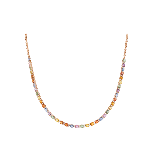 Accedi alla scheda di Bartorelli Italian Jewels COLLANA TENNIS RAINBOW IN ORO ROSA CON ZAFFIRI MULTICOLOR E DIAMANTI - KN1009/MS