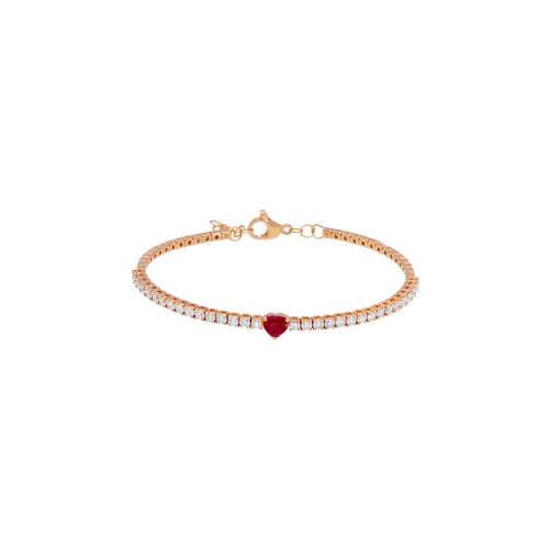 Accedi alla scheda di Bartorelli Italian Jewels BRACCIALE TENNIS SEMIRIGIDO IN ORO ROSA CON DIAMANTI E RUBINO TAGLIO CUORE - 251519RBR