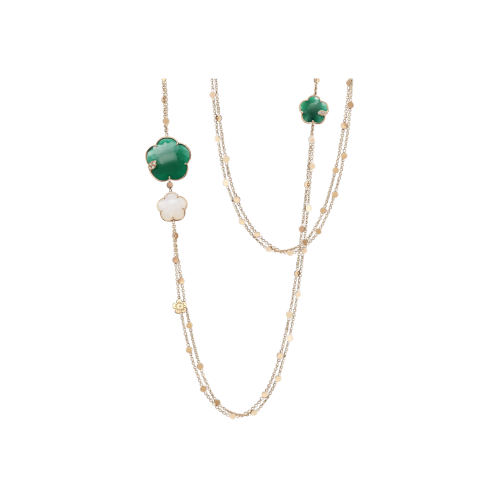 Accedi alla scheda di Pasquale Bruni SAUTOIR TON  JOLI IN ORO ROSA CON FIORE IN AGATA VERDE E AGATA BIANCA , DIAMANTI BIANCHI - 16128R - 16128R