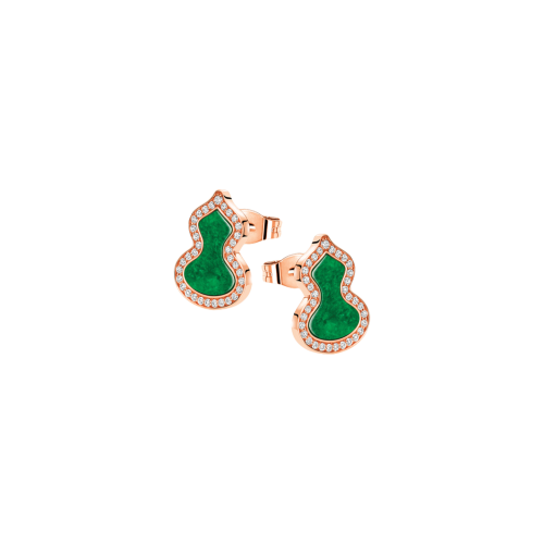 Accedi alla scheda di Qeelin ORECCHINI A LOBO PETITE WULU IN ORO ROSA CON DIAMANTI E GIADA - WU-ERSD0002D-RGDGJE - WUEPT2CRGJE