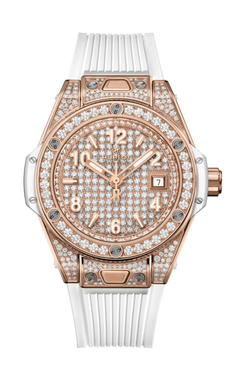 Accedi alla scheda di Hublot BIG BANG ONE CLICK KING GOLD WHITE FULL PAV&Eacute; 33 MM - 485.OE.9000.RW.1604
