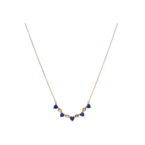 Accedi alla scheda di Bartorelli Italian Jewels COLLANA IN ORO ROSA CON CUORI IN ZAFFIRI BLU E  DIAMANTI - C069/4-ZB