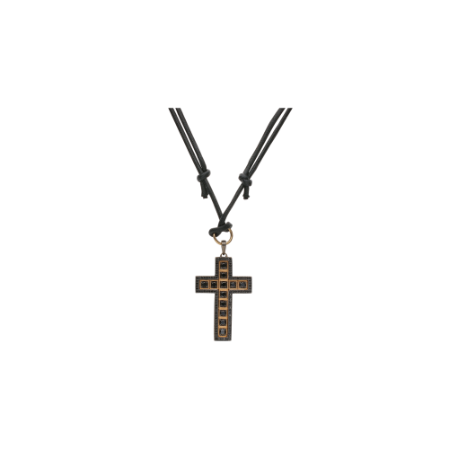 Accedi alla scheda di Bartorelli Italian Jewels COLLANA CON CORDINO NERO, CIONDOLO CROCE IN ORO ROSA E METALLO CON DIAMANTI NERI - VN27671DKX