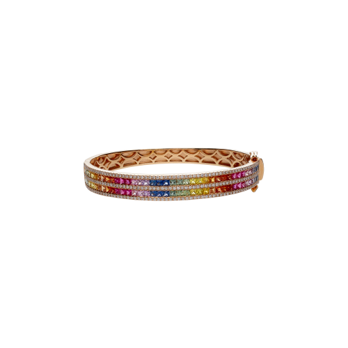 Accedi alla scheda di Bartorelli Italian Jewels BRACCIALE RIGIDO RAINBOW IN ORO ROSA CON DIAMANTI E ZAFFIRI MULTICOLOR - KB1112/MS