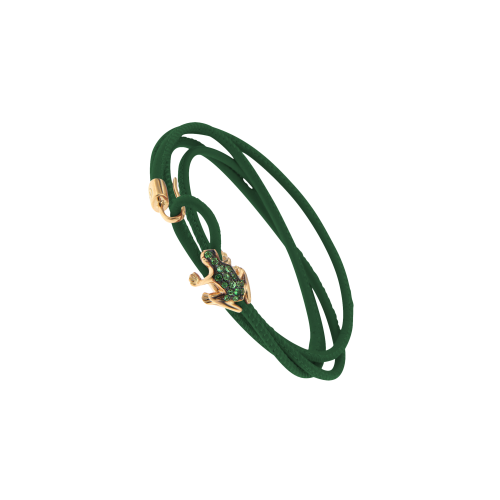 Accedi alla scheda di Dada Arrigoni BRACCIALE HAPPY FROG IN PELLE VERDE, ORO ROSA E SMERALDI - DHF12BRRNSMXV - DHF12BRRNSMXV