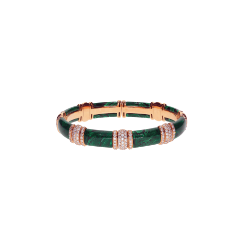 Accedi alla scheda di Bartorelli Italian Jewels BRACCIALE RIGIDO IN ORO ROSA CON DIAMANTI E MALACHITE - PU4709M