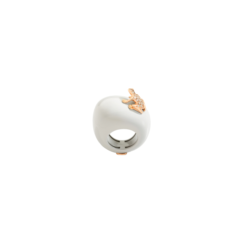 Accedi alla scheda di Dada Arrigoni ANELLO HAPPY FROG CON RANA IN ORO ROSA E DIAMANTI SU BASE MEDIA IN CATAFORESI BIANCA - DHF07ANTBRRDI - DHF07ANTBRRDI