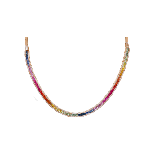 Accedi alla scheda di Bartorelli Italian Jewels COLLANA RAINBOW IN ORO ROSA CON ZAFFIRI MULTICOLOR E DIAMANTI - KN1024/MS