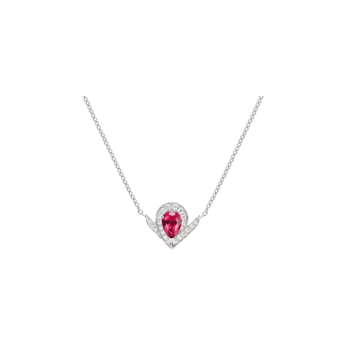 Accedi alla scheda di Chaumet CHAUMET - PENDENTE JOS&Eacute;PHINE AIGRETTE IN ORO BIANCO CON DIAMANTI E RUBELLITE - 085145 - 085145