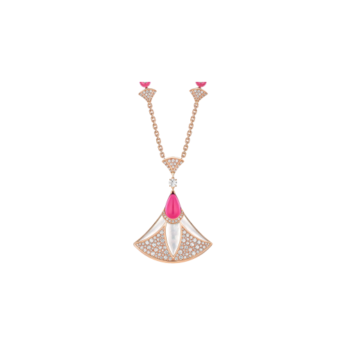Accedi alla scheda di Bulgari COLLANA DIVAS' DREAM IN ORO ROSA CON RUBELLITE, MADREPERLA E PAV&Eacute; DI DIAMANTI - CL859983 - CL859983