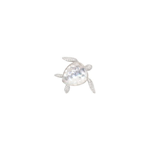 Accedi alla scheda di Vhernier SPILLA TARTARUGA IN ORO BIANCO 18K, DIAMANTI, MADREPERLA BIANCA E CRISTALLO DI ROCCA - P00496S0449