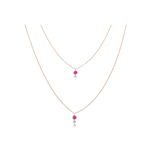 Accedi alla scheda di Bartorelli Italian Jewels GIROCOLLO DOPPIA CATENA IN ORO ROSA CON RUBINI E DIAMANTI - C069/20/9-S0