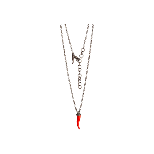 Accedi alla scheda di Mano | J . COLLANA CHARMS CON CORNETTO ROSSO, DIAMANTI BLACK E CATENA - CHGIRT5BPENKPENROSSO - CHGIRT5BPENKPEN_ROSSO