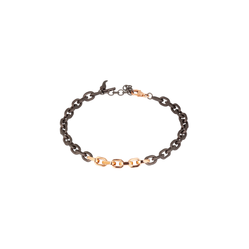 Accedi alla scheda di Mano | J . BRACCIALE UOMO MINIMAL CON CATENA IN TITANIO E ORO ROSSO 9 KT - CATBRTF7RG