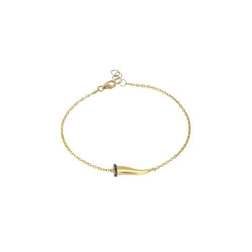 Accedi alla scheda di Mano | J . BRACCIALE CHARMS UOMO LUCKY HORN CON CORNETTO IN ORO GIALLO 9 KT E DIAMANTI BLACK - CHBRYG7BBRK9KT