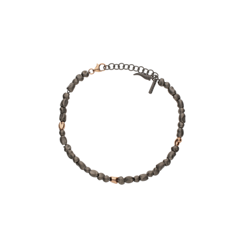 Accedi alla scheda di Mano | J . BRACCIALE SASSI SMALL IN TITANIO CON 3 SASSI E MOSCHETTONE IN ORO ROSSO - PEPSMBRT3RG