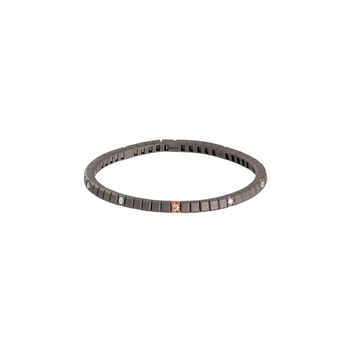 Accedi alla scheda di Mano | J . BRACCIALE TENNIS LINEA ELASTICA IN TITANIO, ORO ROSSO 18 KT E 10 DIAMANTI WHITE DA 5 PUNTI - TENBRT11WRGBR5PT