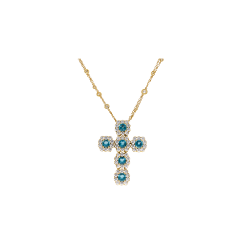 Accedi alla scheda di Bartorelli Italian Jewels COLLANA GIROCOLLO IN ORO GIALLO CON CROCE PENDENTE ROSETTE APATITE E DIAMANTI - 1GA0030884/4/1