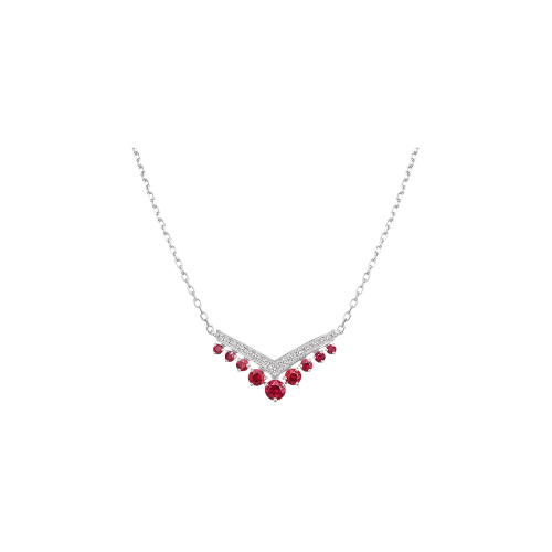 Accedi alla scheda di Chaumet PENDENTE JOS&Eacute;PHINE AIGRETTE IN ORO BIANCO, RUBINI E DIAMANTI - 085531