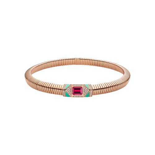 Accedi alla scheda di Bulgari COLLANA BVLGARI TUBOGAS IN ORO ROSA CON DIAMANTI E RUBELLITE - CL860177