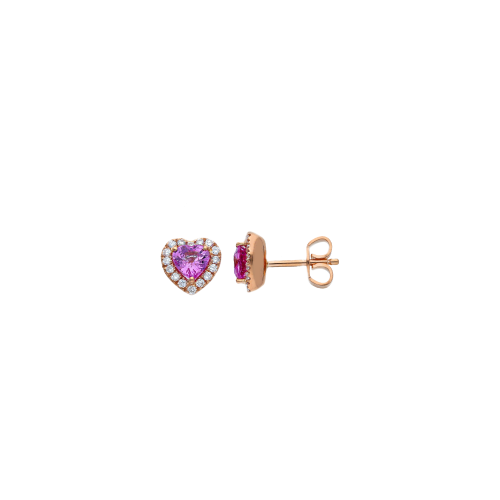 Accedi alla scheda di Bartorelli Italian Jewels ORECCHINI CUORE IN ORO ROSA CON ZAFFIRI ROSA E DIAMANTI BIANCHI - 262780PR
