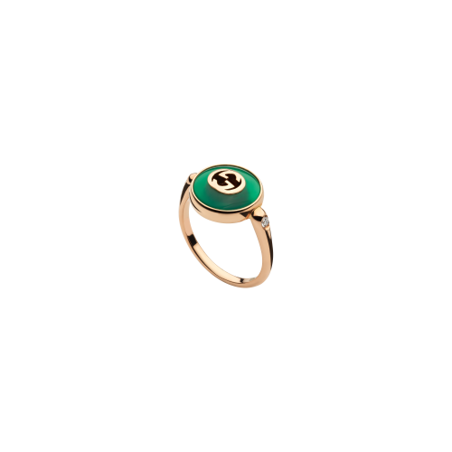 Accedi al prodotto correlato Gucci ANELLO GUCCI INTERLOCKING IN ORO ROSA E AGATA VERDE - YBC786547002